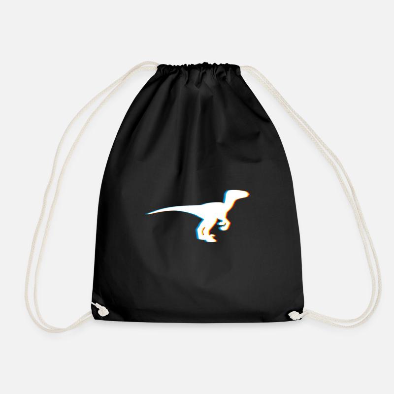 Psychedelic TRex Dinosaur Design Gift for - Drawstring Bag - black