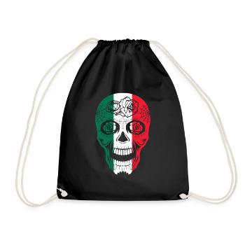 Drapeau mexicain Crâne de sucre Calavera Jour des morts - Sac de sport léger - noir - Devant