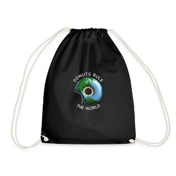 Donuts rule the world, donut: funny design - Drawstring Bag - black - Front