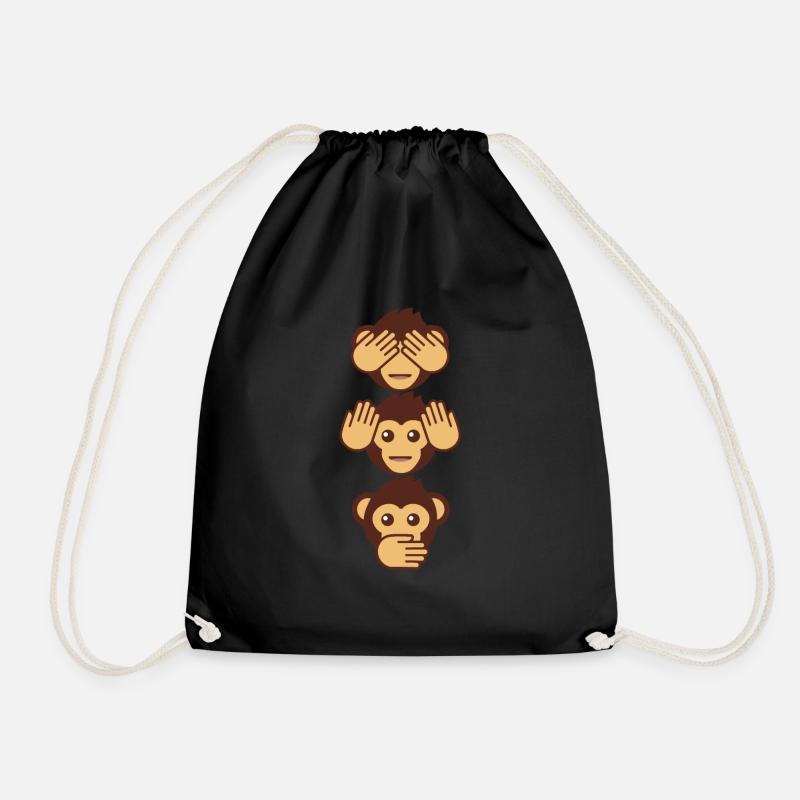 Trois singes - un aveugle, un sourd, un muet - Sac de sport léger - noir