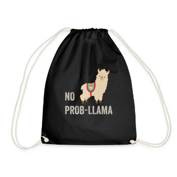 No Prob Llama, Funny Llama, Llama Gifts, Drama Llama - Drawstring Bag - black - Front