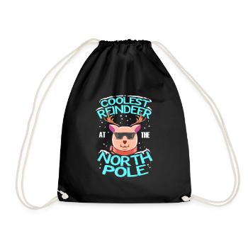 Coolest Reindeer At The North Pole - Drawstring Bag - black - Front