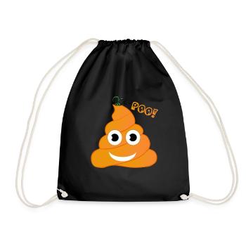 Poo Pumpkin Halloween Emoticon Boo Funny Costume - Drawstring Bag - black - Front