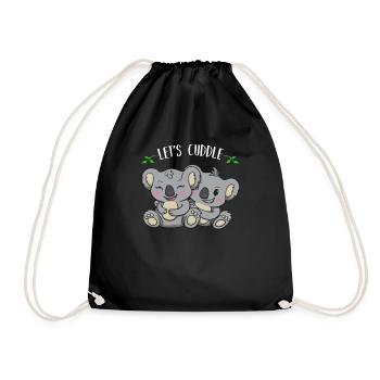Koala Koalabär Kuschel Geschenk - Turnbeutel - Schwarz - Vorne