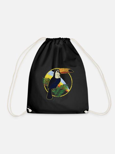 toucan - Drawstring Bag - black