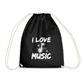 I Love Music I Musik Musiker Note Noten Charts - Turnbeutel - Schwarz - Vorne