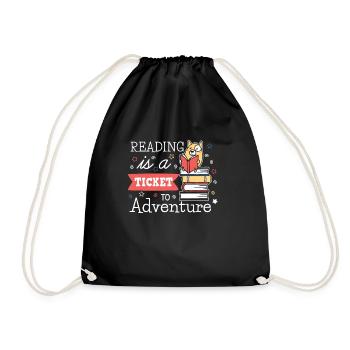 Reading is a Ticket to Adventure - Drawstring Bag - black - Front