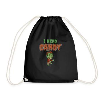Frankenstein I need Candy Green Monster - Drawstring Bag - black - Front