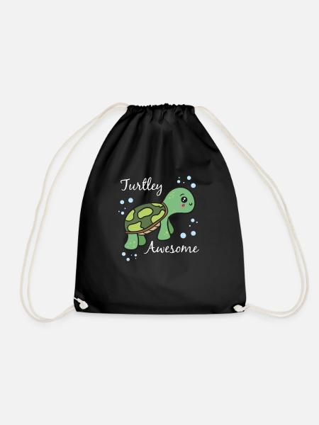 TURTLEY Lustig Schildkröten & Schildkröte Geschenk - Turnbeutel - Schwarz
