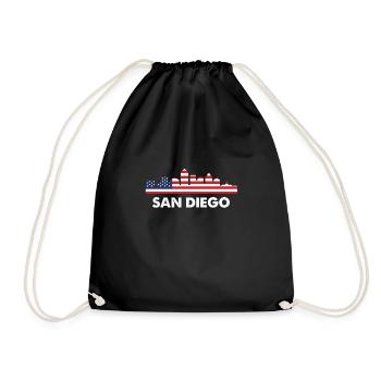 San Diego amerikanische Flagge Shirt, 4. Juli Hemden - Turnbeutel - Schwarz - Vorne
