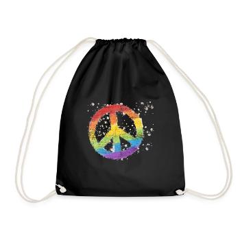 Peacezeichen Frieden Globalisierung Geschenk - Turnbeutel - Schwarz - Vorne