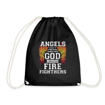 Fire Angel Shirt for Fire Fighters - Drawstring Bag - black - Front