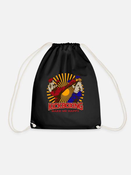 Kickboxing gift boxing training fight sports - Drawstring Bag - black
