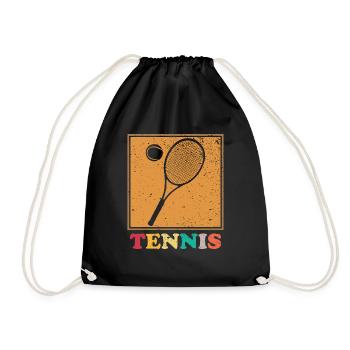 Tennis Tennisschläger Tennisball - Turnbeutel - Schwarz - Vorne