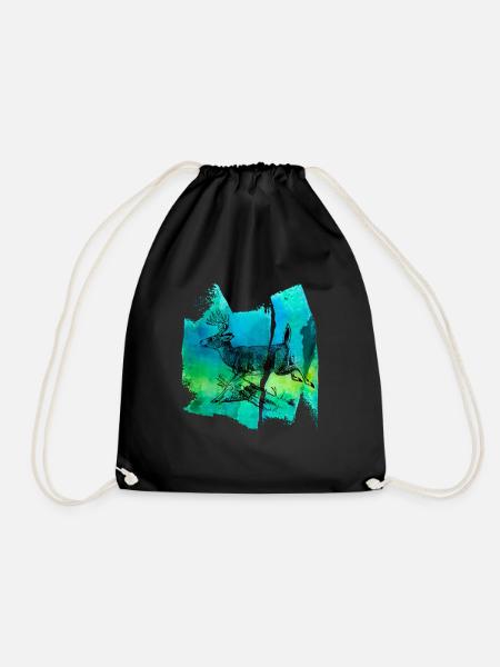 Reh Rehbock Rehkitz Rothirsch Wild T Shirt - Turnbeutel - Schwarz