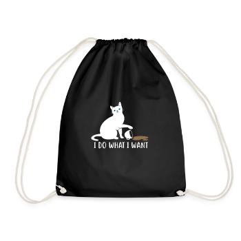 Lustig Katze Katzen Liebhaber Cats Kaffee Geschenk - Turnbeutel - Schwarz - Vorne