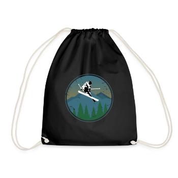 Ski Kinder Geschenk Geburtstag Sport - Turnbeutel - Schwarz - Vorne