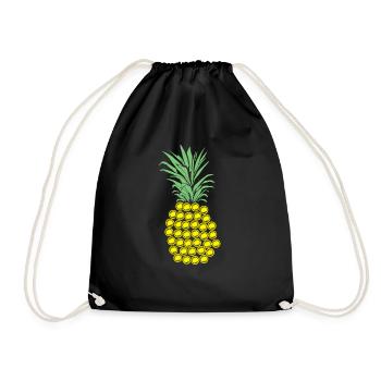 Disc Golf Ananas Geschenk - Turnbeutel - Schwarz - Vorne