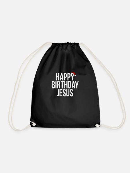 Happy Birthday Jesus Funny Xmas Gift Shirt - Turnbeutel - Schwarz