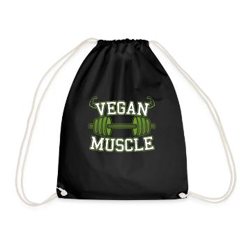 Vegan Muscle Vegan Bodybuilding Fitness Gift - Drawstring Bag - black - Front