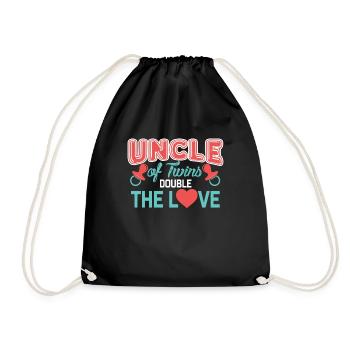 Uncle of twins, Double The Love, Uncle Twins Gift, Gift For Uncle of Twins - Drawstring Bag - black - Front