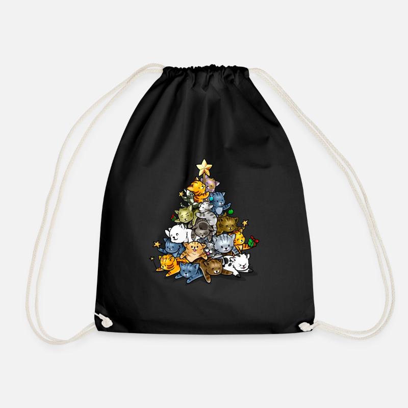 Cat kitten Maine Coon Christmas gift - Drawstring Bag - black