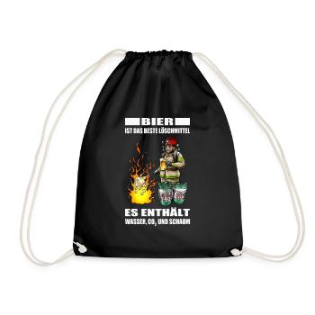 Freiwillige Feuerwehr Feuerwehrmann Bier Geschenk - Turnbeutel - Schwarz - Vorne