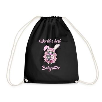 World's Best Babysitter Baby Sitter babysitting - Drawstring Bag - black - Front