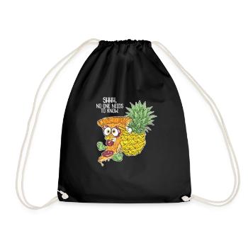 Lustiges Design Ananas mit Pizza - Turnbeutel - Schwarz - Vorne
