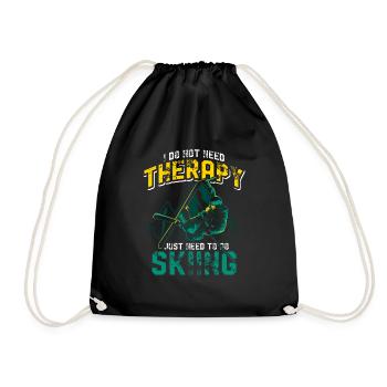 Skiing therapy winter sports snow gift - Drawstring Bag - black - Front