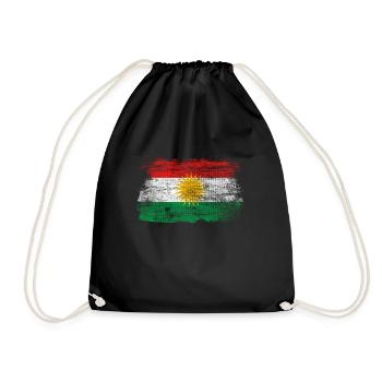 Kurdistan Freiheit Erbil Geschenk Flagge Fahne - Turnbeutel - Schwarz - Vorne