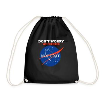 Science Physics Spaceflight Flat Earth Gift - Drawstring Bag - black - Front