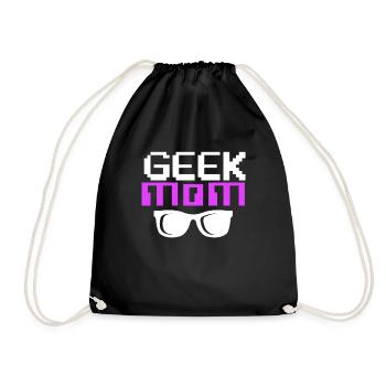 Geek Mom, Women Computer Nerd, Computer Geek - Drawstring Bag - black - Front