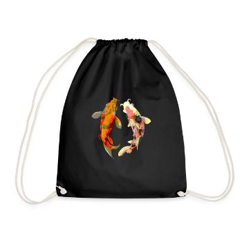 Koi Fisch Japanisches Aquarell Fischliebhaber - Turnbeutel - Schwarz - Vorne