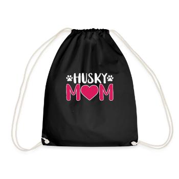 Husky Heart Mom Gift - Drawstring Bag - black - Front