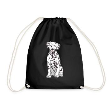 Dalmatiner Sitzende Hund Lustig Geschenk - Turnbeutel - Schwarz - Vorne