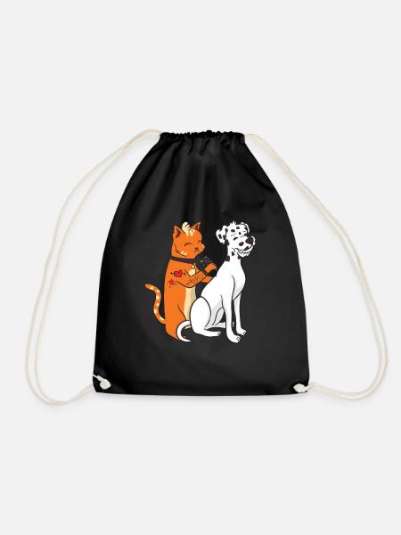 Dalmatian Dog Tattoo Cat Funny Gift - Drawstring Bag - black