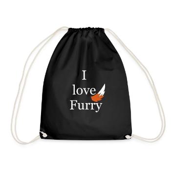 Ich liebe Furry I Love Furry Werwolf Fuchs Schwanz - Turnbeutel - Schwarz - Vorne