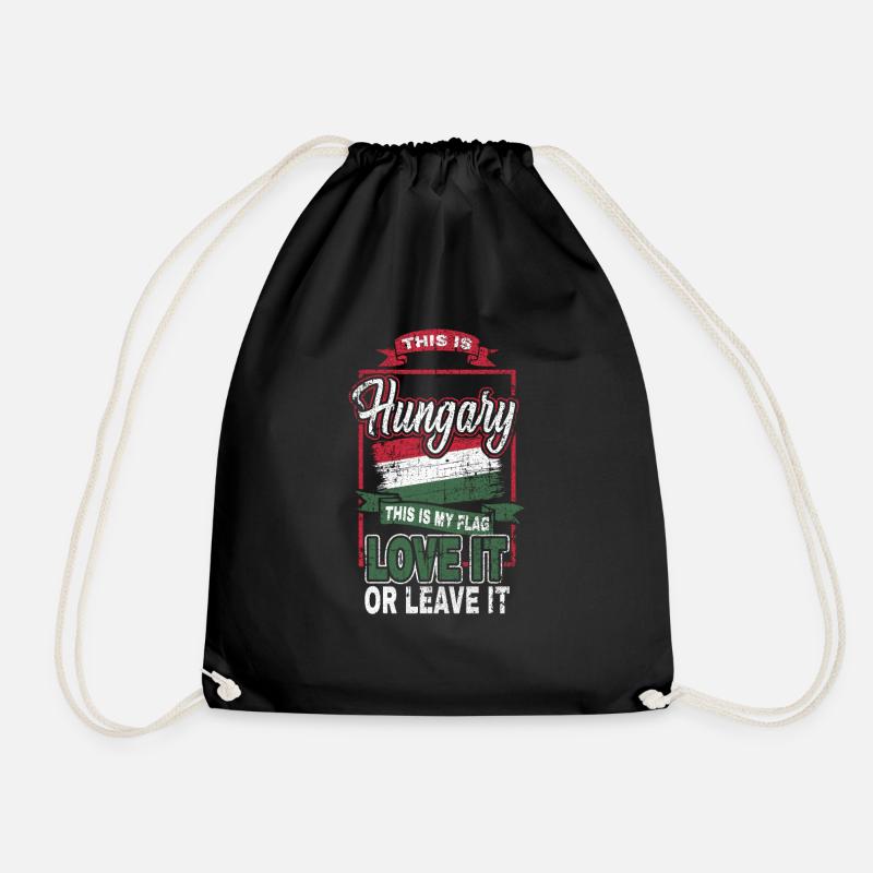 Hungary nation Budapest flag gift pride - Drawstring Bag - black