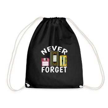 Forget Retro Cassette Floppy Video Gift - Drawstring Bag - black - Front