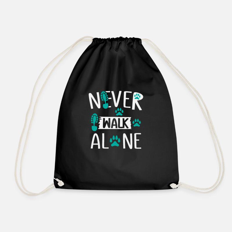 Pet Lover Never Walk Alone Gift - Drawstring Bag - black