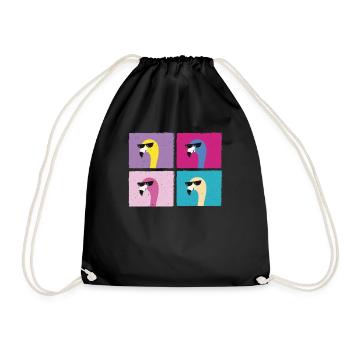 Cool Flamingo Colorful Bird Sunglasses Gift - Drawstring Bag - black - Front