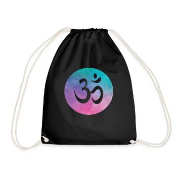 Om Sign Watercolor Yoga Spirituality Namaste - Drawstring Bag - black - Front