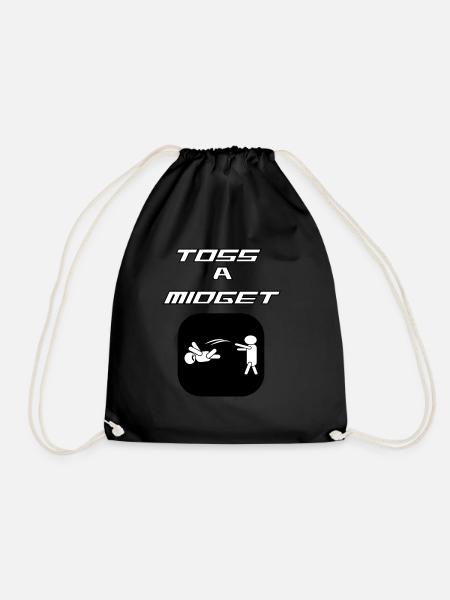 Funny And Awesome Toss Tshirt Design TOSS A MIDGET - Drawstring Bag - black