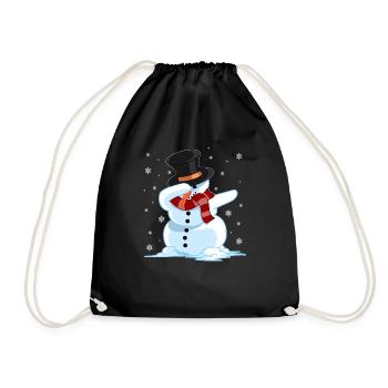 Dap snowman winter Christmas flake gift - Drawstring Bag - black - Front