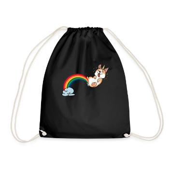 Cadeau arc-en-ciel licorne chien corgi gallois - Sac de sport léger - noir - Devant