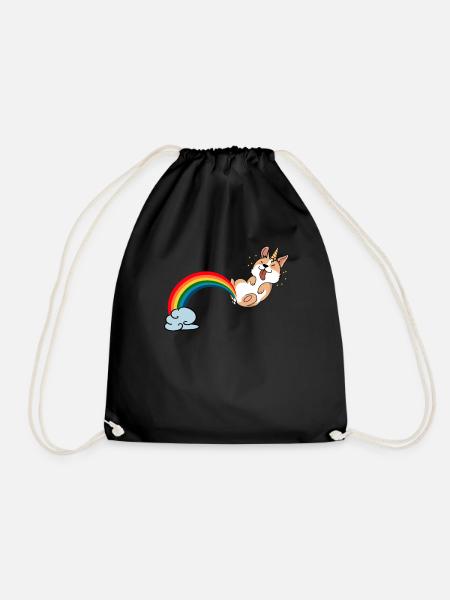 Furz Einhorn Regenbogen Geschenk Corgi Welsh Hund - Turnbeutel - Schwarz