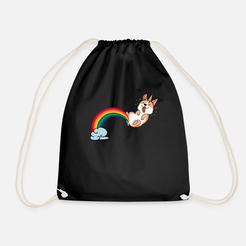 Furz Einhorn Regenbogen Geschenk Corgi Welsh Hund - Turnbeutel - Schwarz