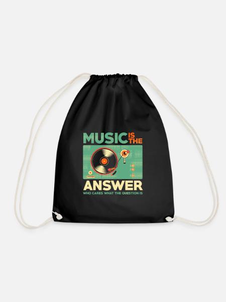 Music is the answer - Drawstring Bag - black