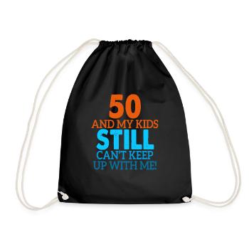 50th birthday funny saying - Drawstring Bag - black - Front
